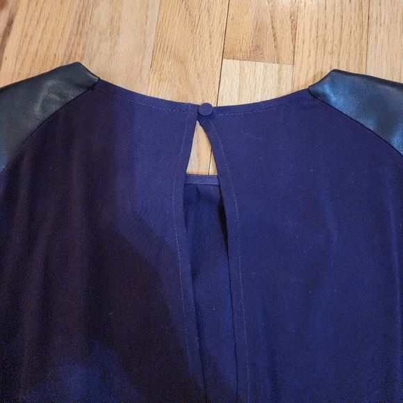 Mason By Michelle Mason Color block Purple Dress With Lambskin Leather Arms - Picture 11 of 11